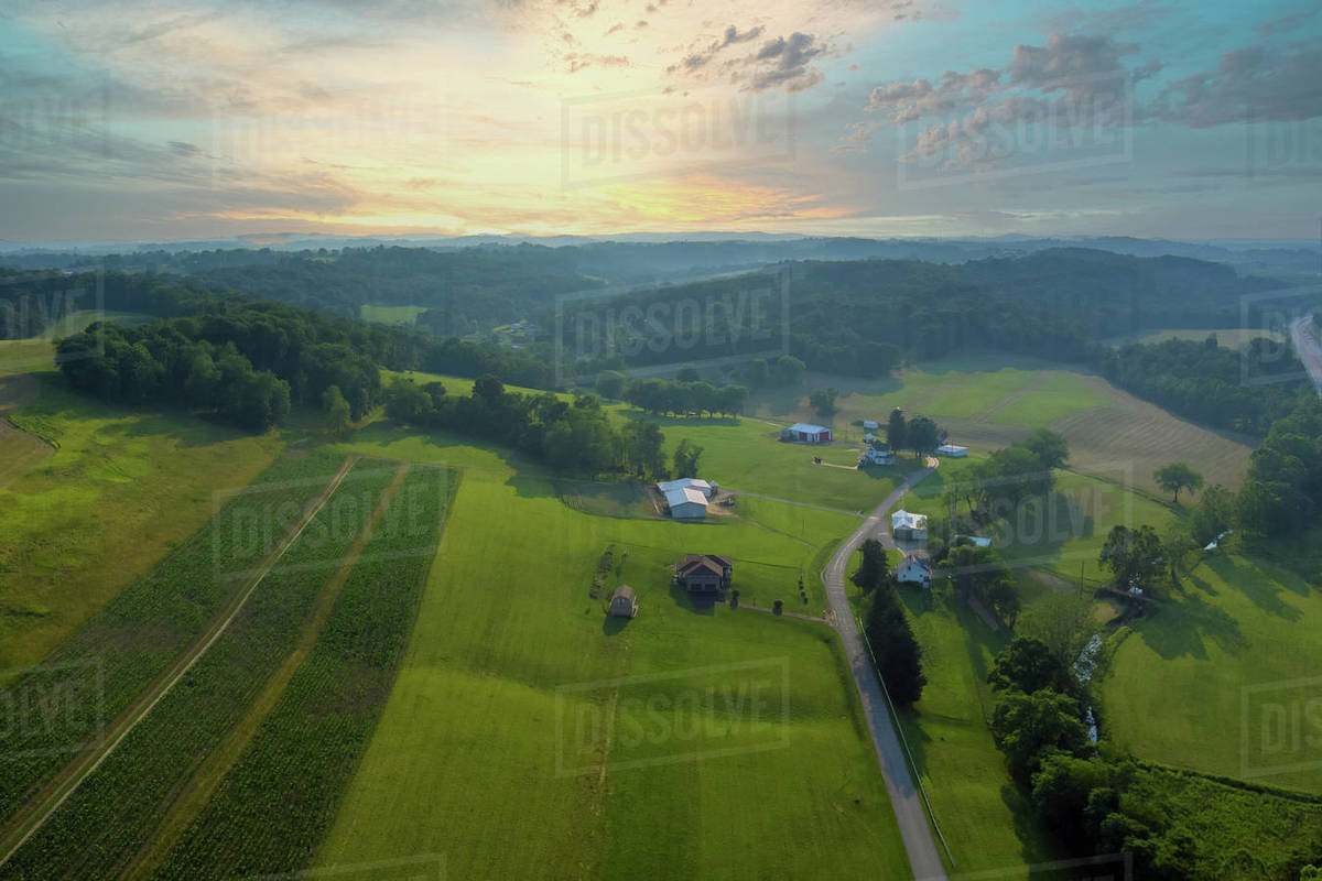 Bentleyville town Landscape of villages on the hills farm house with