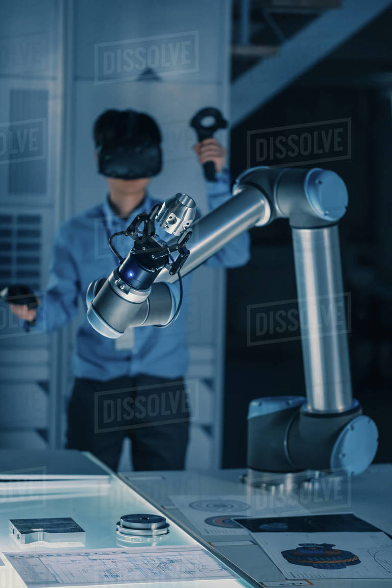Vertical Shot of Professional Development Engineer in Blue Shirt