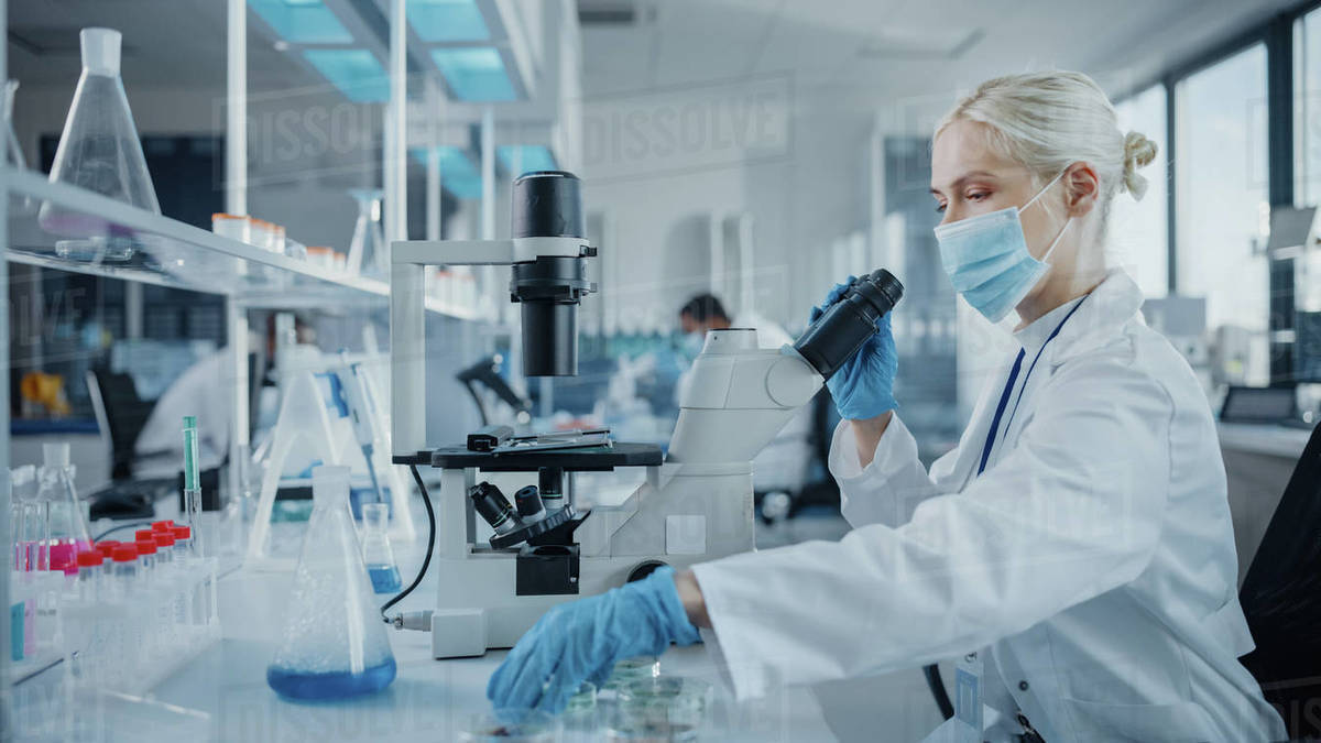Modern Medical Research Laboratory Portrait of Female Scientist