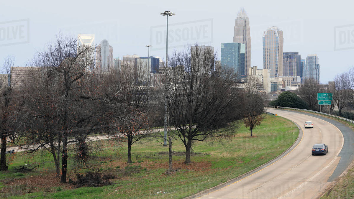 The Charlotte, North Carolina downtime and expressway Stock Photo