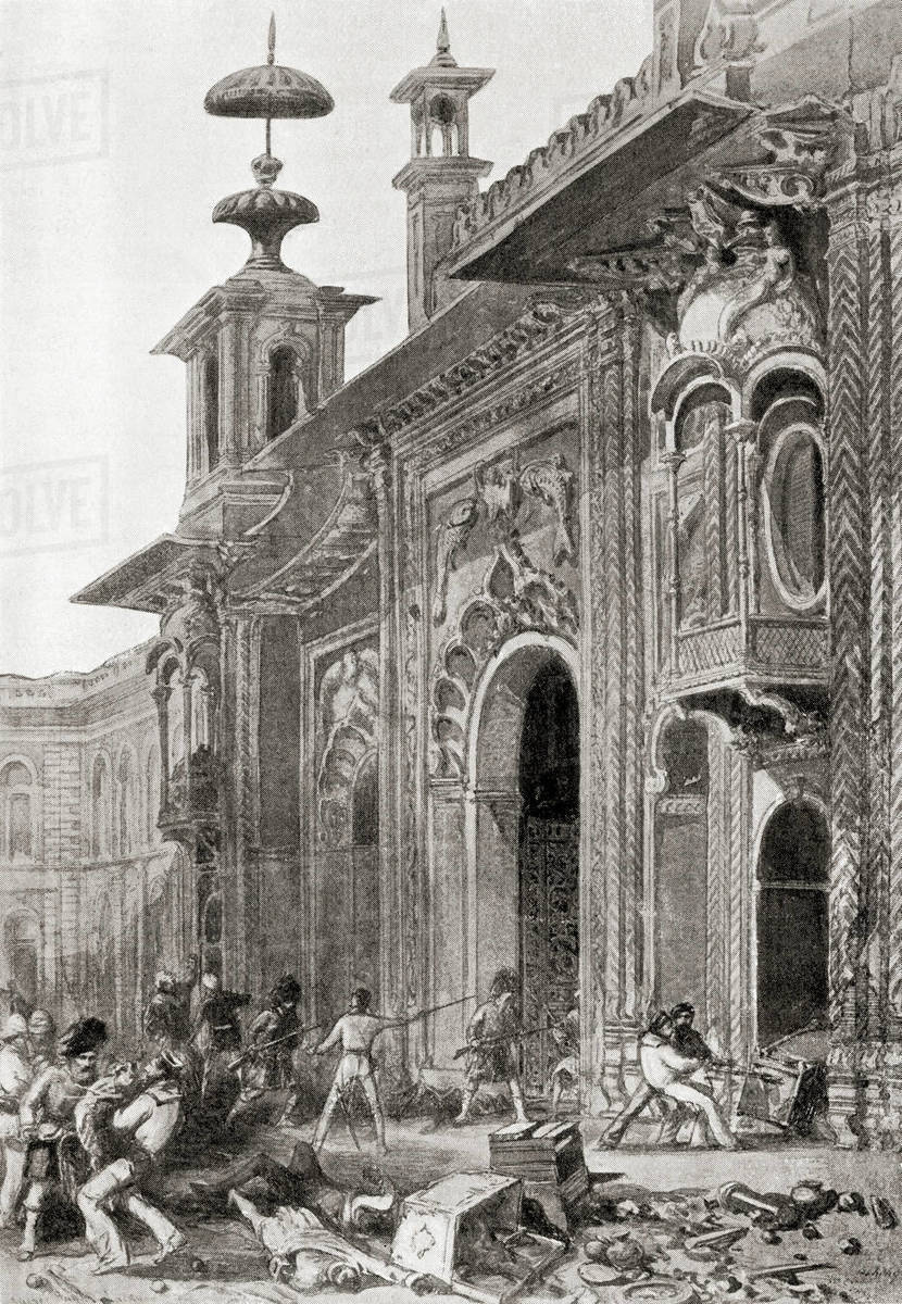 British soldiers looting the Qaisar Bagh Palace, Lucknow, Uttar Pradesh