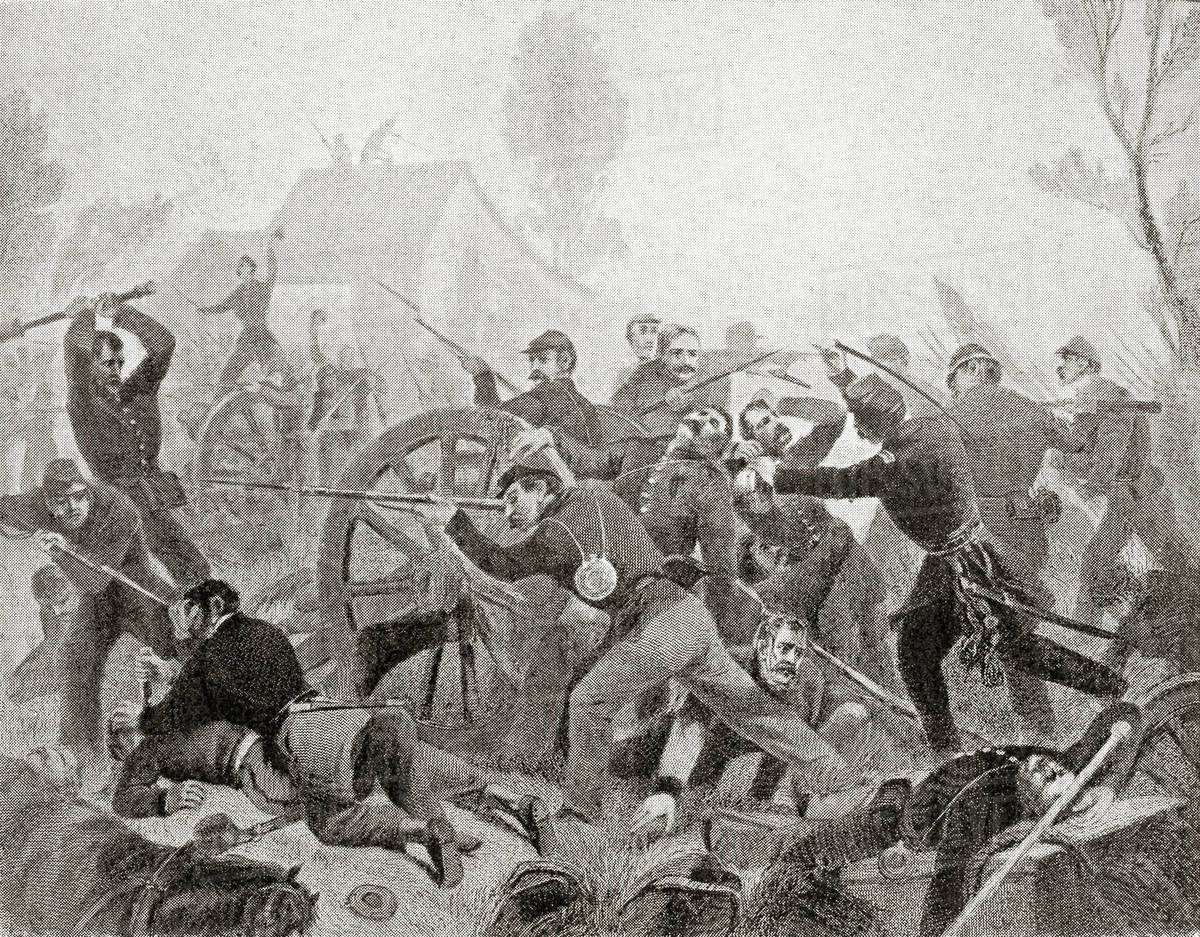 The Battle of Shiloh, aka the Battle of Pittsburg Landing,1862, a major battle in the Western Theater of the American Civil War.
