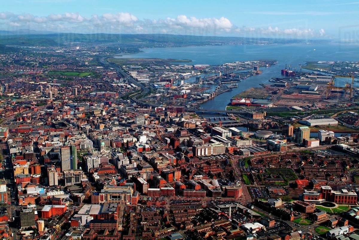 Aerial View Of Belfast, Ireland Stock Photo Dissolve