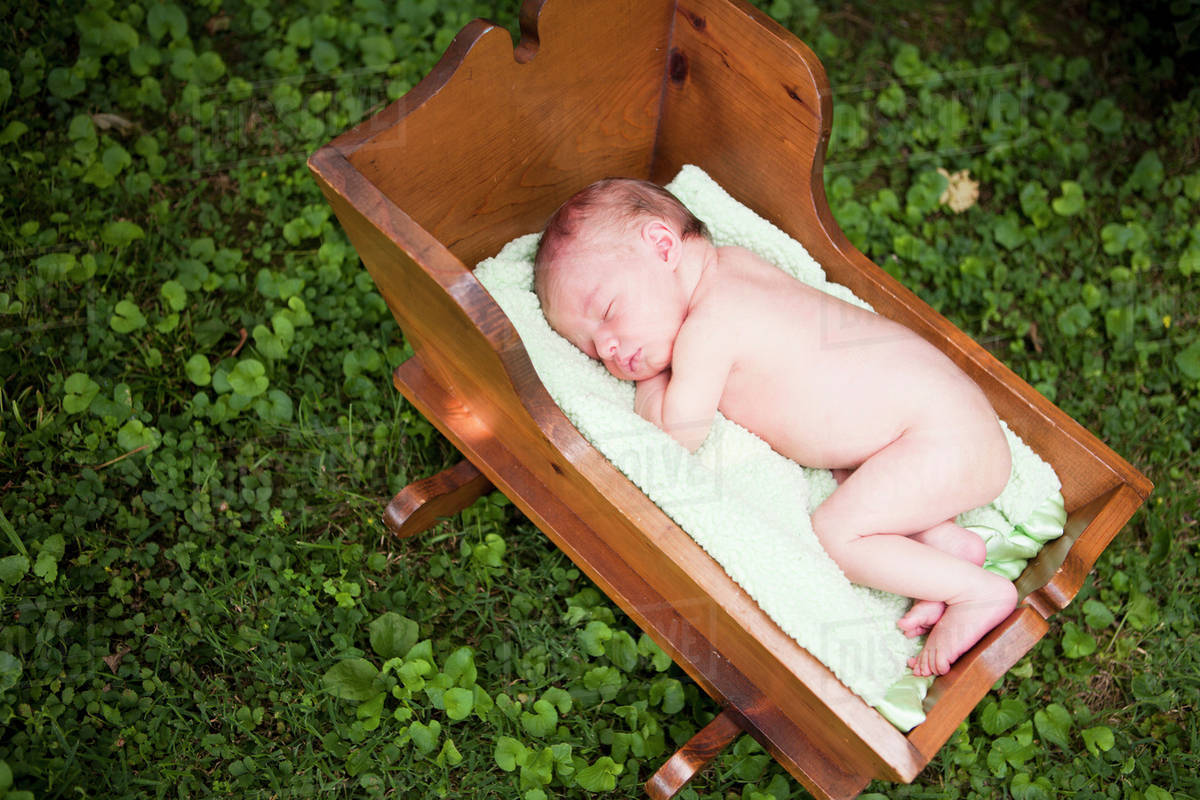 newborn baby wooden cradle