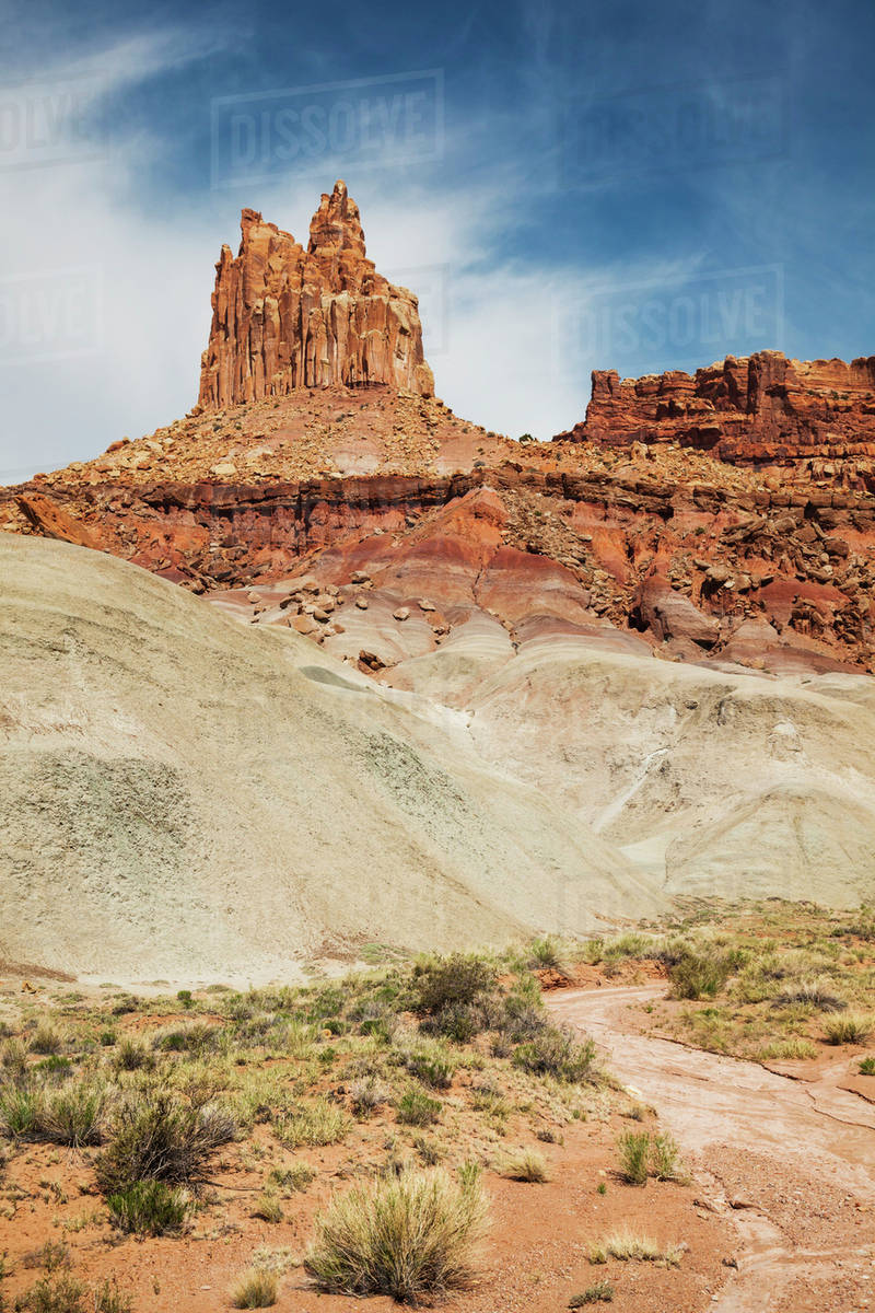 View Of Sandstone Rock Formation Called The Castle In Capital Reef