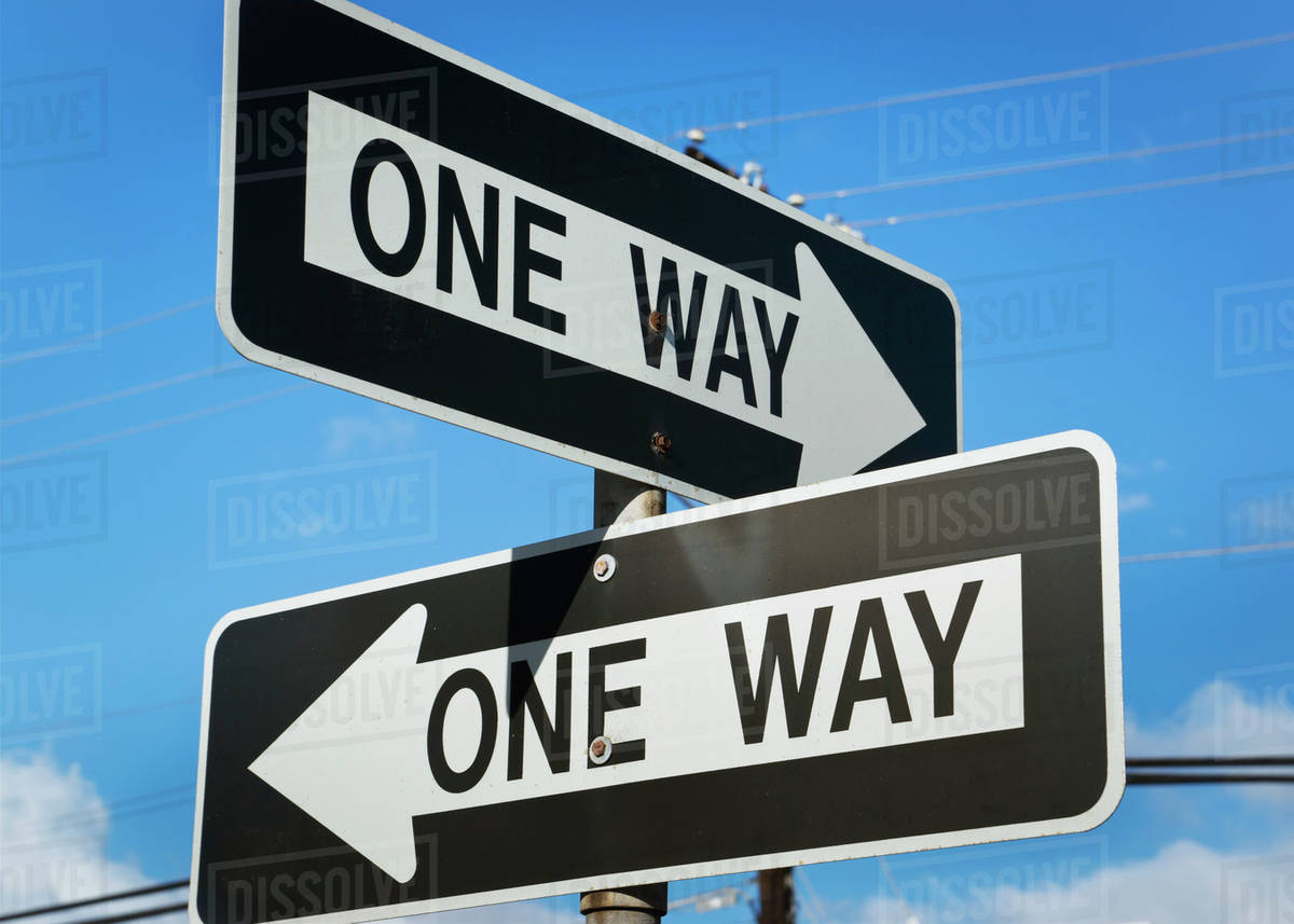 Road signs with arrows saying one way; Honolulu, Oahu, Hawaii, United ... One Way Street Signs