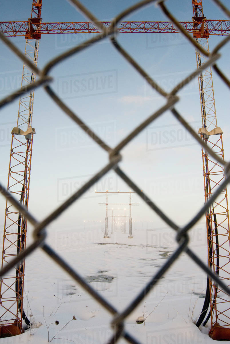 Airport Approach Towers And Chain Link Fence, Victoria International