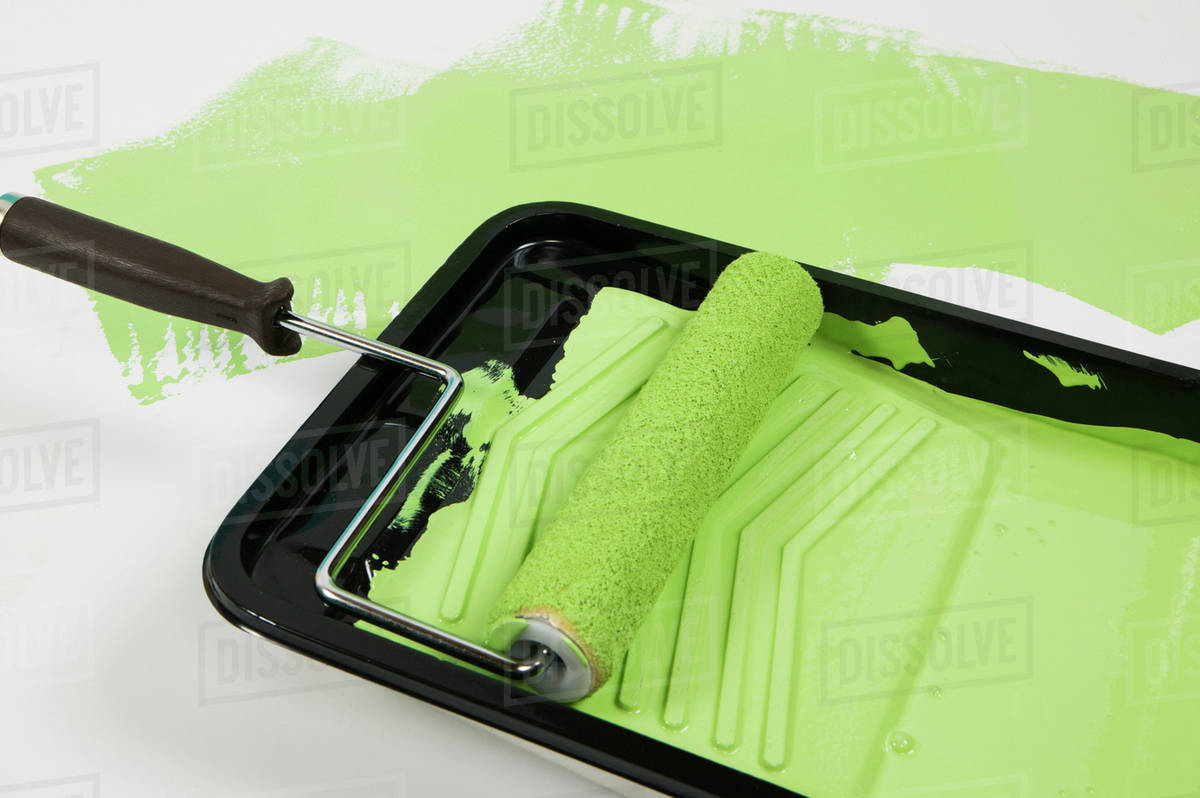 Paint Roller And Tray, Canada, British Columbia Stock Photo Dissolve