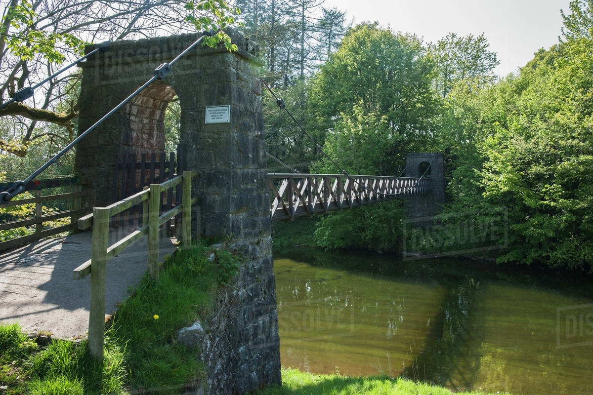 Cable bridge crossing river kent;Sedgwick cumbria england Stock Photo