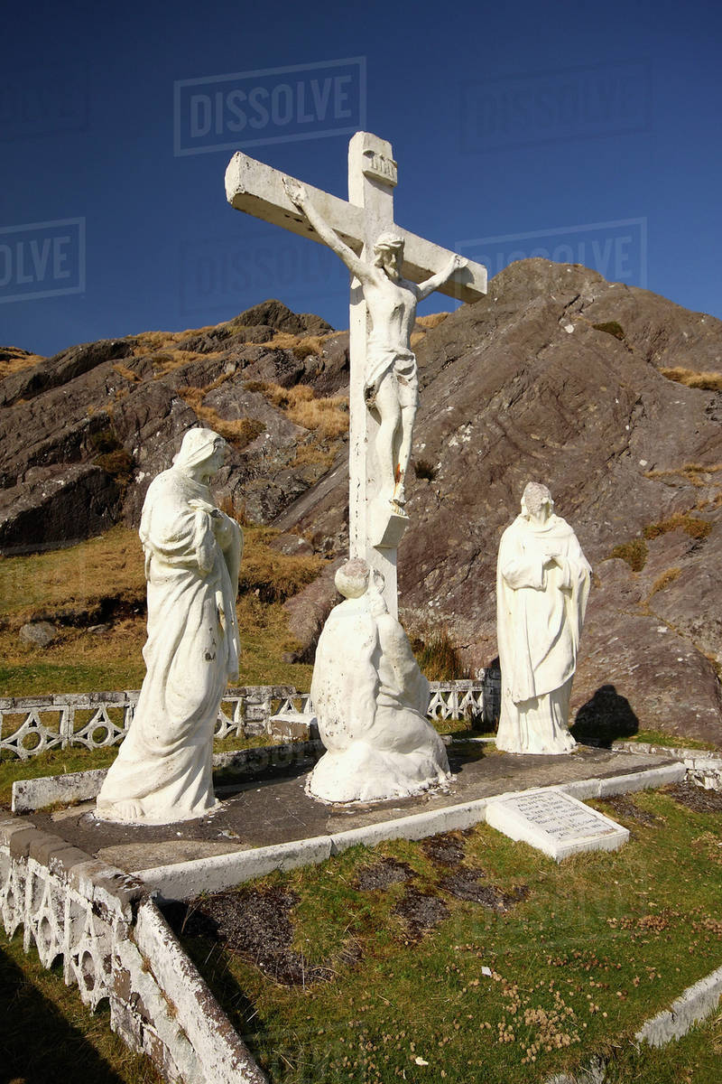 Crucifix And Holy Statues At The Top Of Healy Pass; County Cork