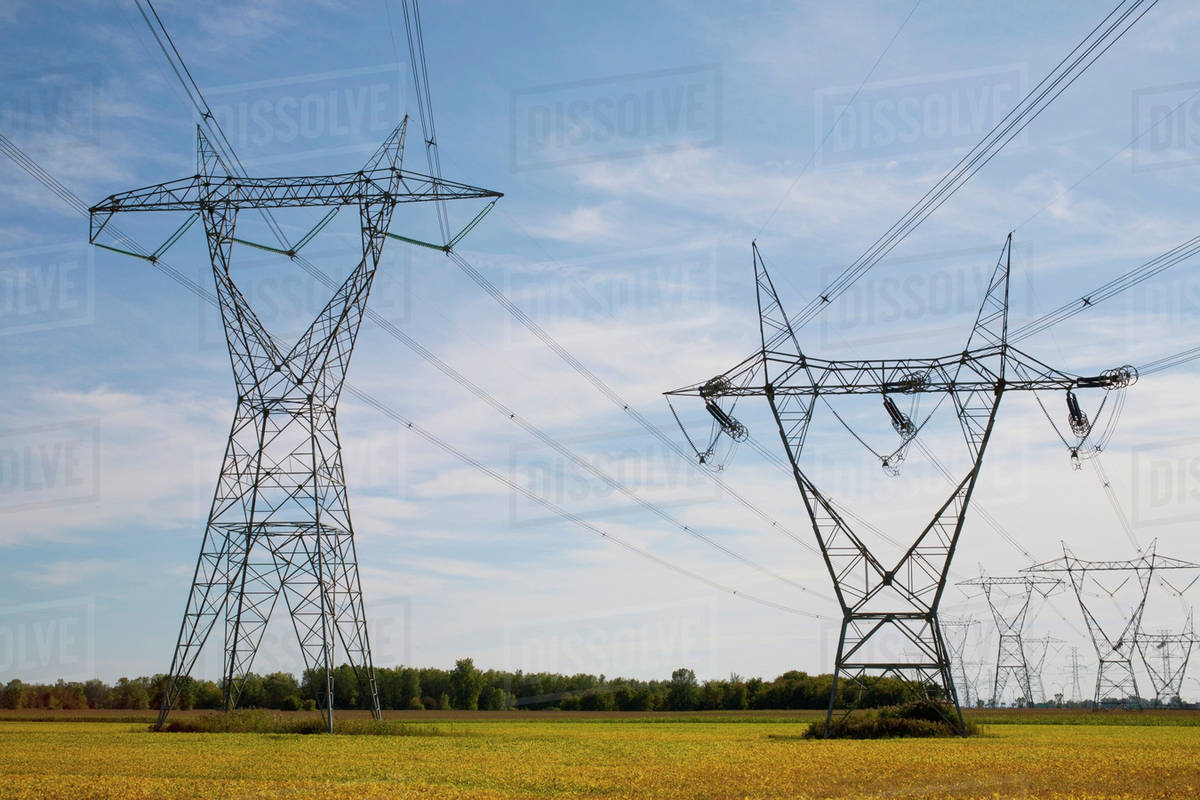 Power Transmission Towers And Lines; Boucherville, Quebec, Canada