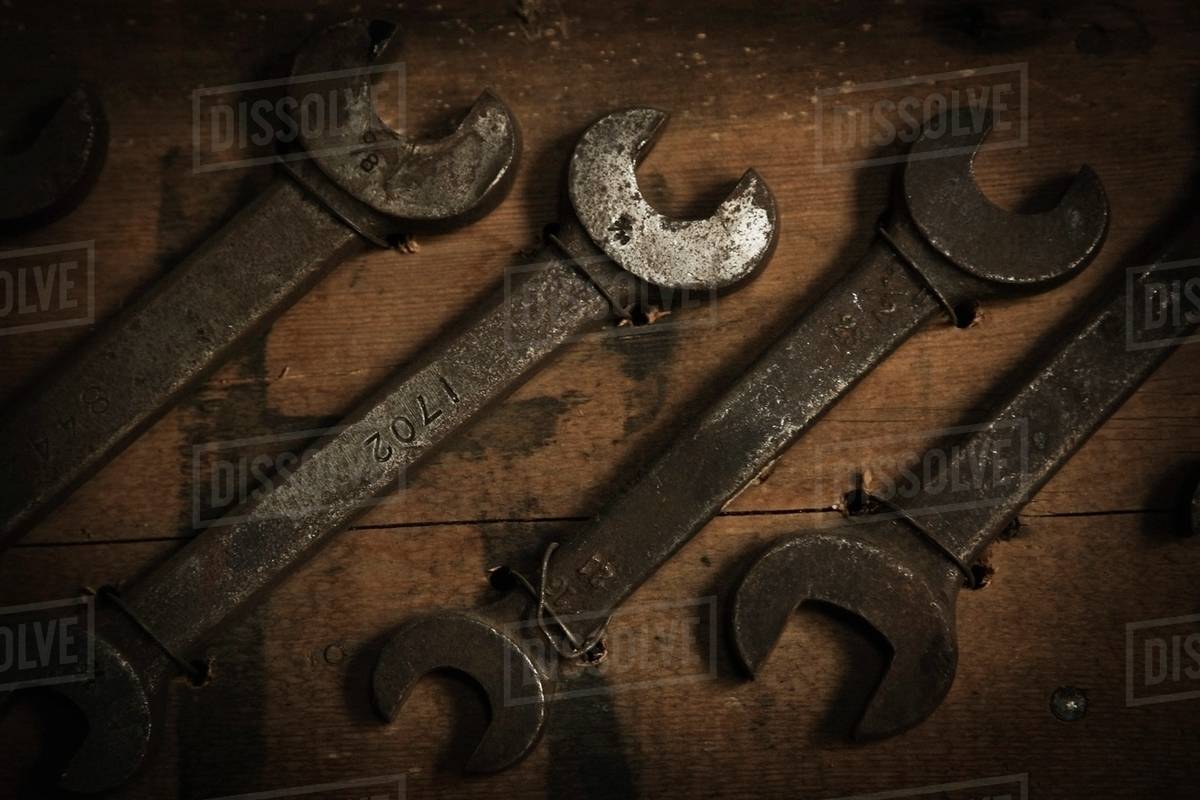 Camrose, Alberta, Canada; Old Wrenches Stock Photo Dissolve