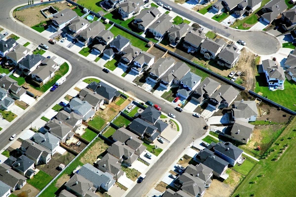 Aerial View Of A Residential Area In Edmonton, Alberta, Canada Stock