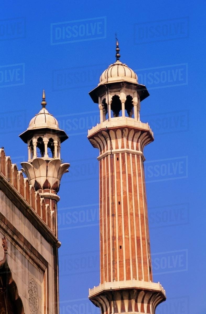 Minaret Of A Mosque Jama Masjid New Delhi India Stock Photo Dissolve minaret-of-a-mosque-jama-masjid-new-delhi-india-stock-photo-dissolve
