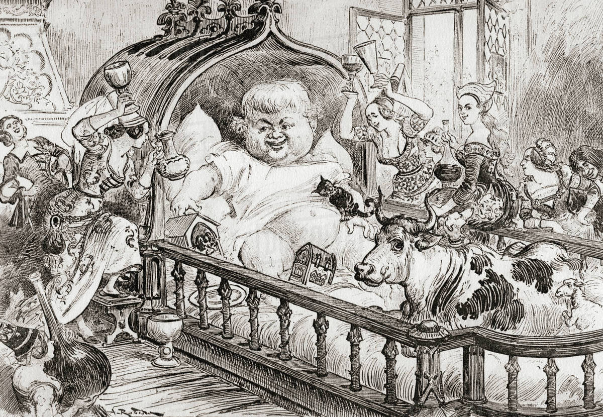 Gargantua Au Berceau Or Gargantua In The Cradle After The Illustration By Albert Robida For Gargantua And Pantagruel By Francois Rabelais From Oevres De Rabelais Published 1928 Stock Photo Dissolve