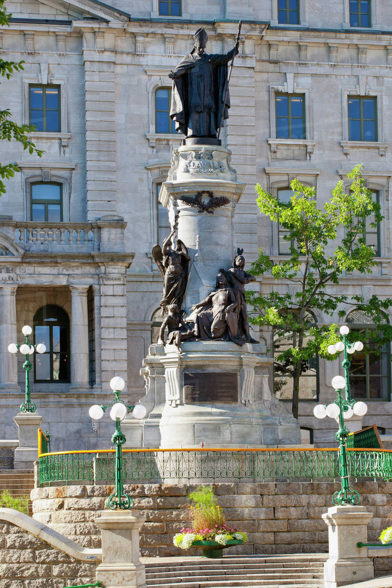 Statues In Front Of The Quebec Parliament Buildings; Quebec City
