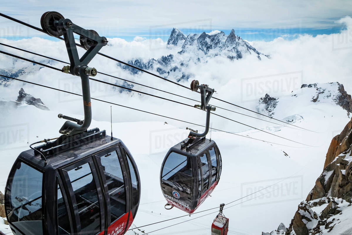 Panoramic Mont Blanc gondola at Aiguille du midi, Aiguille de Rochefort