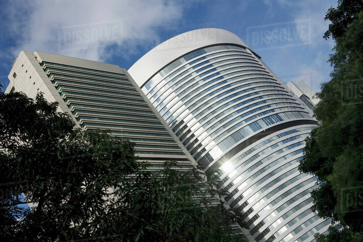 Angled View Of Office Rotunda Among Trees; Hong Kong, China Stock