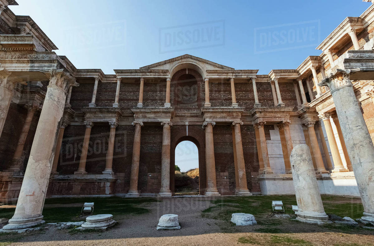 Ruins Of The Synagogue Of Sardis; Sardis, Turkey Stock Photo Dissolve