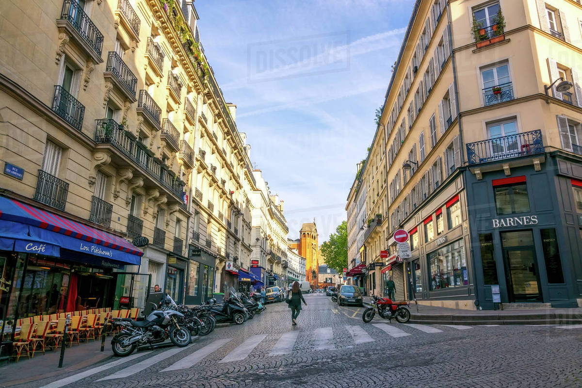 France. Sunny summer day on a street of Paris. Montmartre District