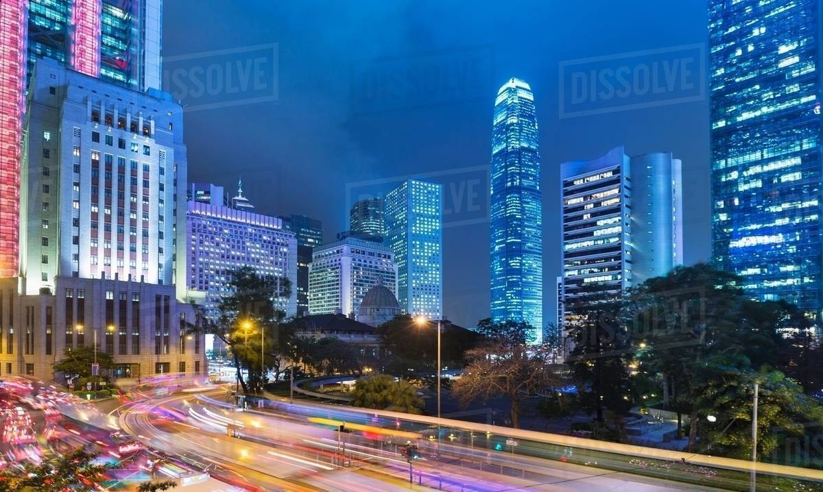 Central Hong Kong Business District Chater Garden And Skyline With IFC 