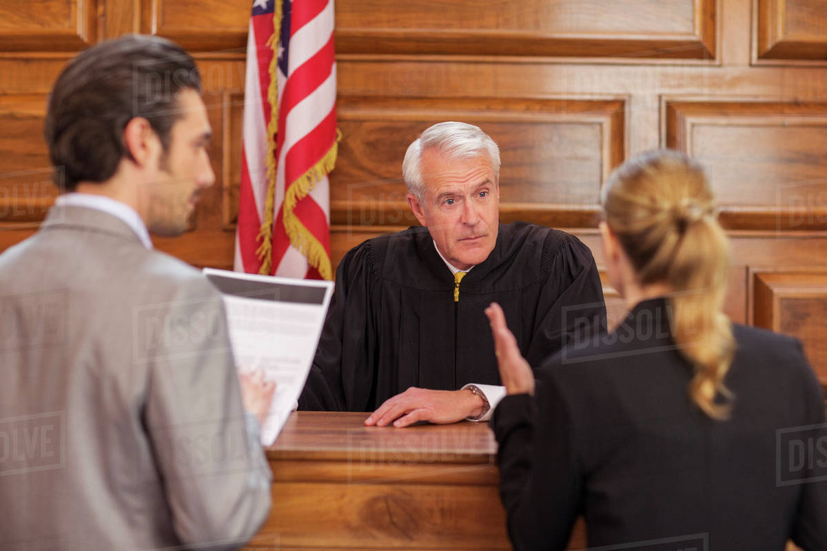 Lawyers Pleading Case To Judge In Court Stock Photo Dissolve