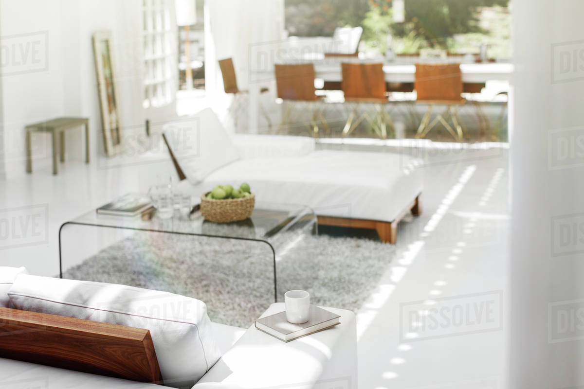 Sofas Coffee Table And Rug In Modern Living Room Stock Photo