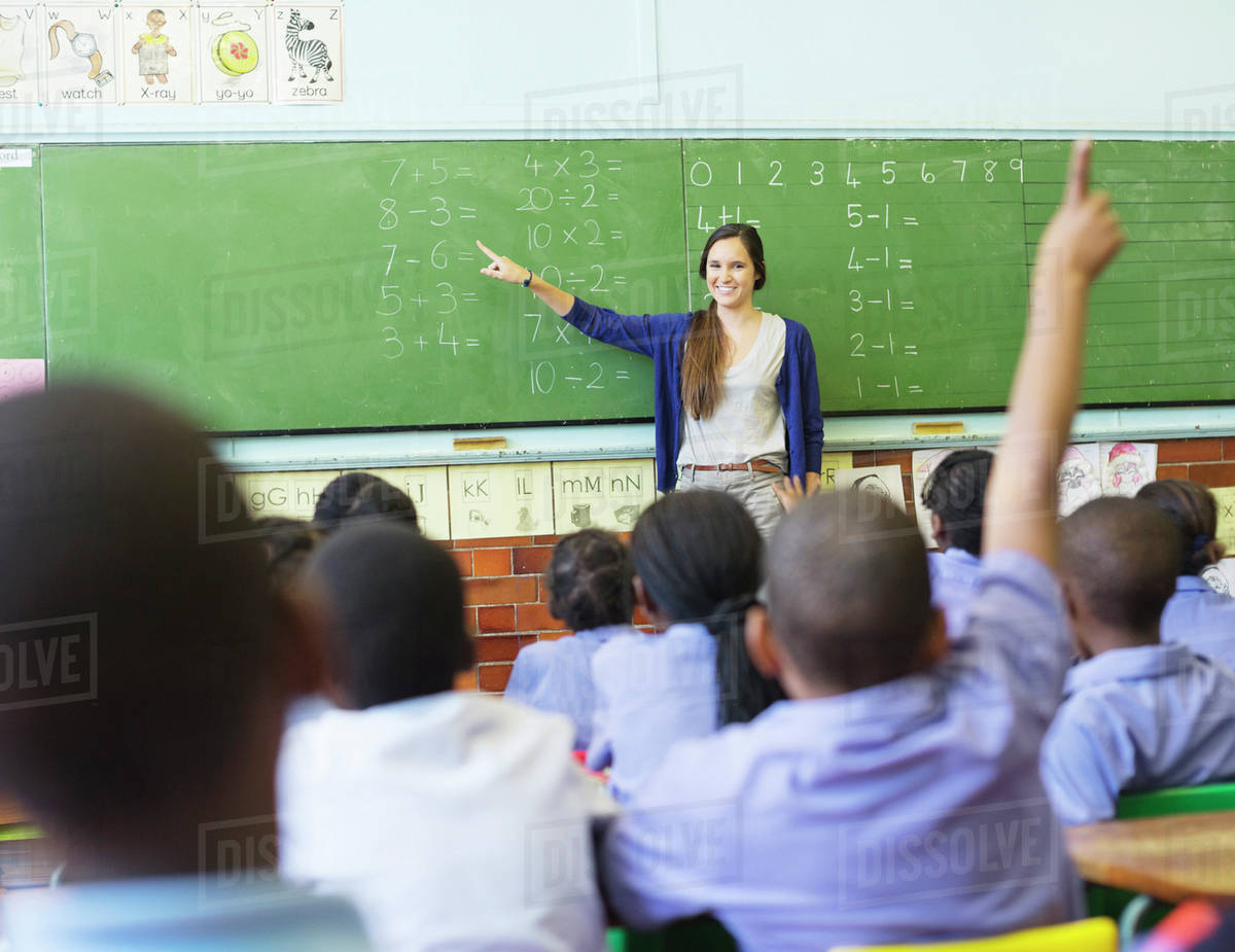 teacher talking to students