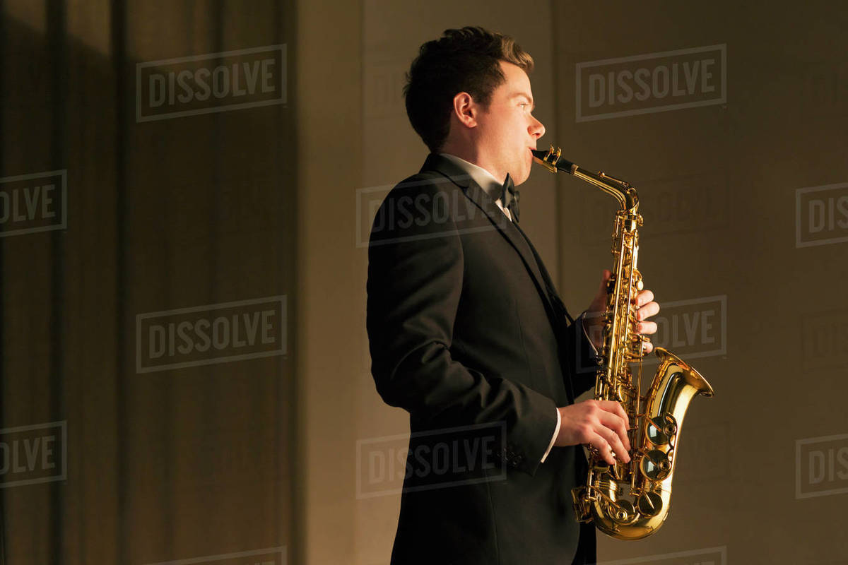 Saxophonist performing Stock Photo Dissolve